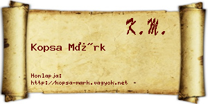 Kopsa Márk névjegykártya